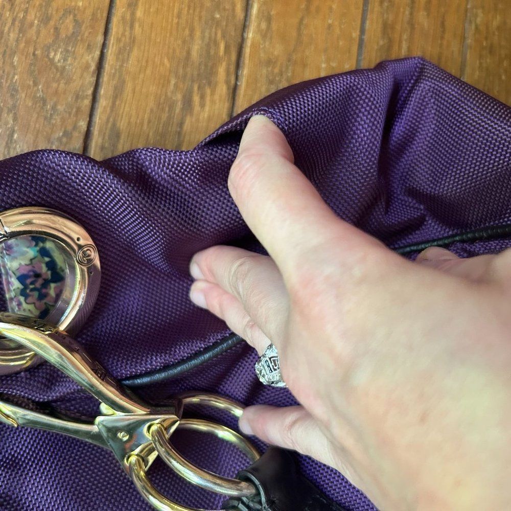 JPK Paris 75 Purple Shoulder Bag Gold Hardware Boho Slouchy Purse - Flawed - Picture 14 of 14